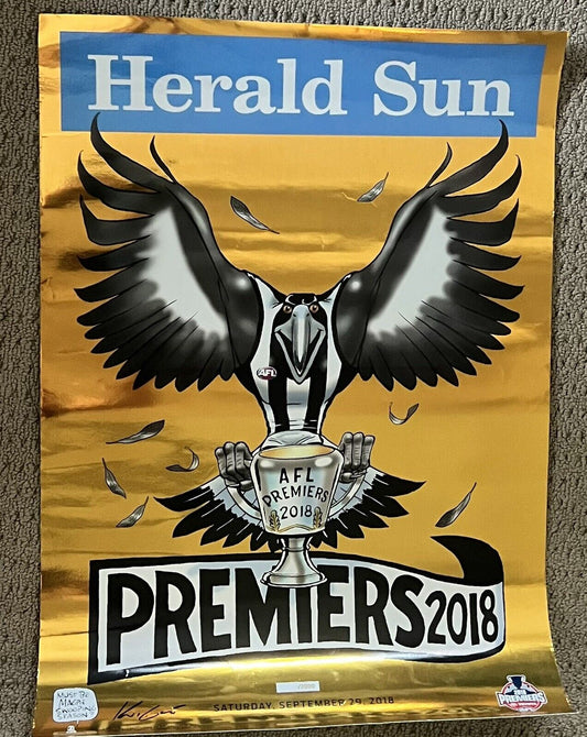 2018 Mark Knight Collingwood Magpies LOSING Foil Poster