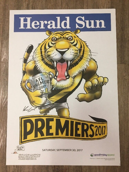 2017 Richmond Tigers Premiers Poster WEG/Knight 100% Original