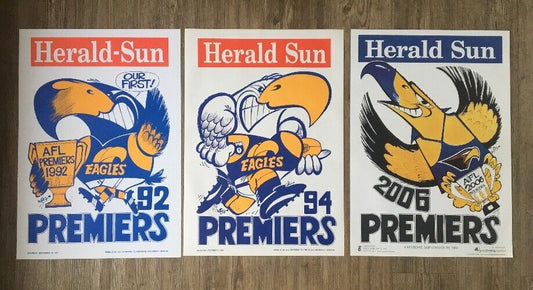 1992, 1994, 2006 West Coast Eagles Premiers Posters Original WEG MINT CONDITION!