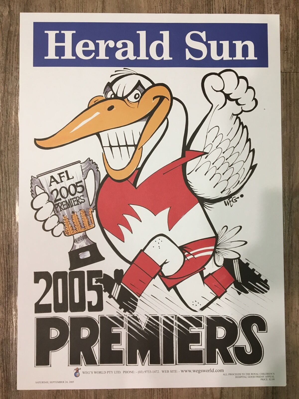 2005 Sydney Swans WEG Premiership Poster Plus FREE Go Swans Poster