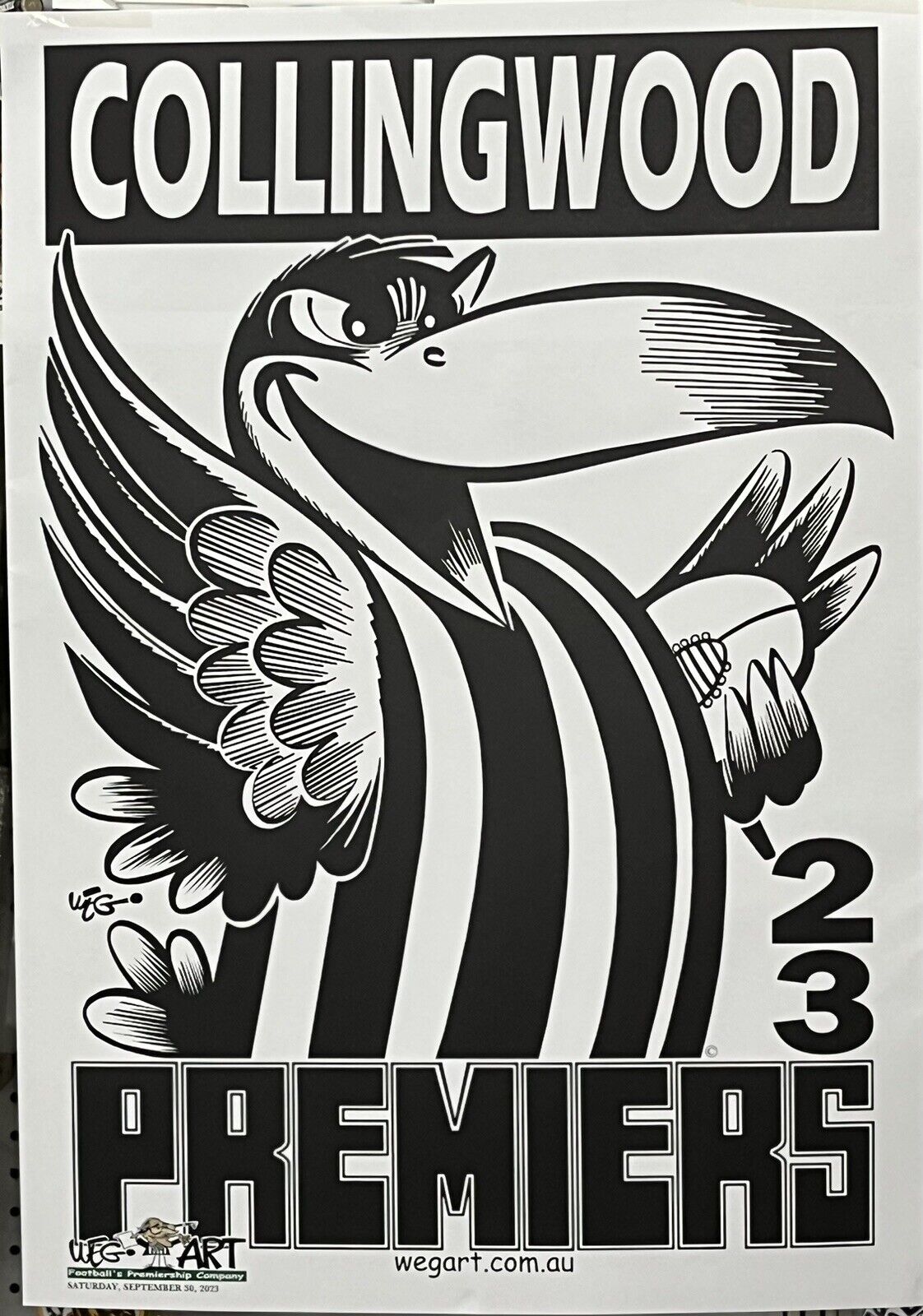 2010 & 2023 AFL Premiership Posters Collingwood Magpies WEG Art &Knight