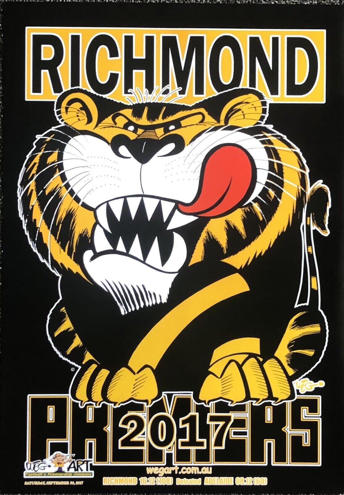 2017, 2019 & 2020 Richmond Tigers WEG Wegart Premiers Black Posters