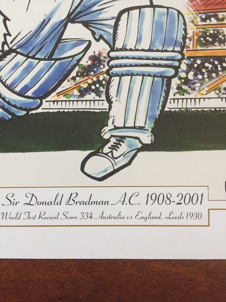 WEG Sir Donald Bradman Cricket World Test Record Score Poster. Signed By WEG