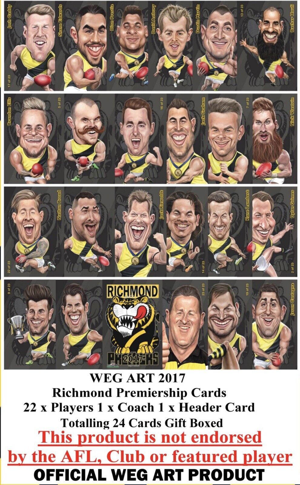 2017 Richmond Tigers WEGART collector cards