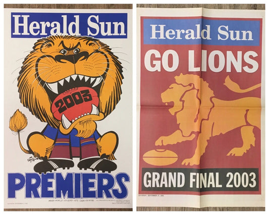 2003 Brisbane Lions WEG Premiership Poster Plus Bonus Go Lions Poster