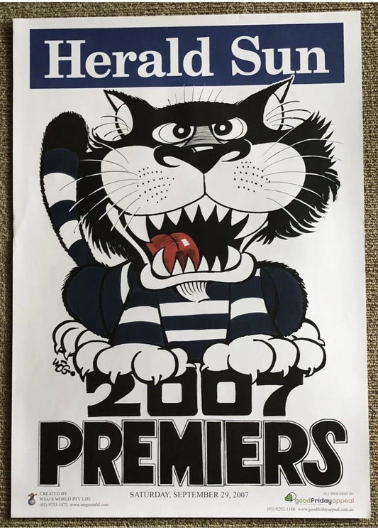 2007 Geelong Cats Premiership Poster WEG 100% Original