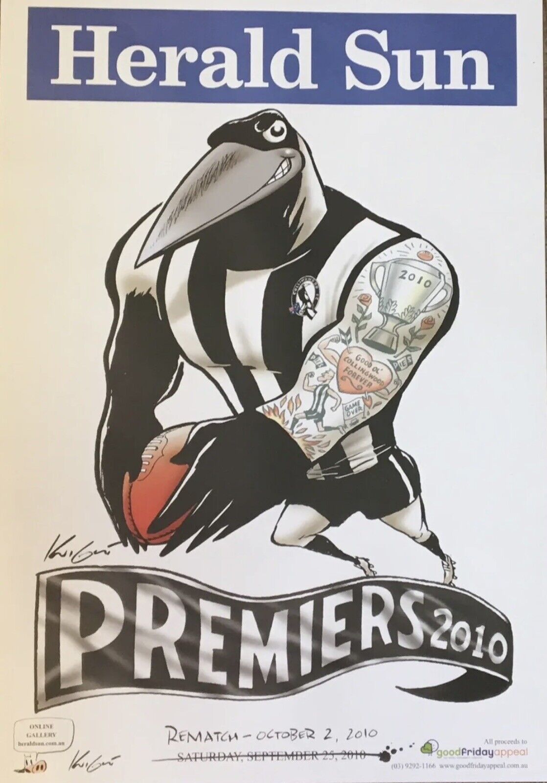 1990, 2010 & 2023 X2 AFL Premiership Posters Collingwood Magpies WEG Art &Knight