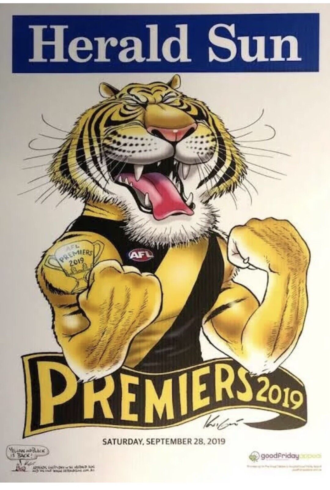 2019 Richmond Tigers Premiers Poster WEG/Knight 100% Original