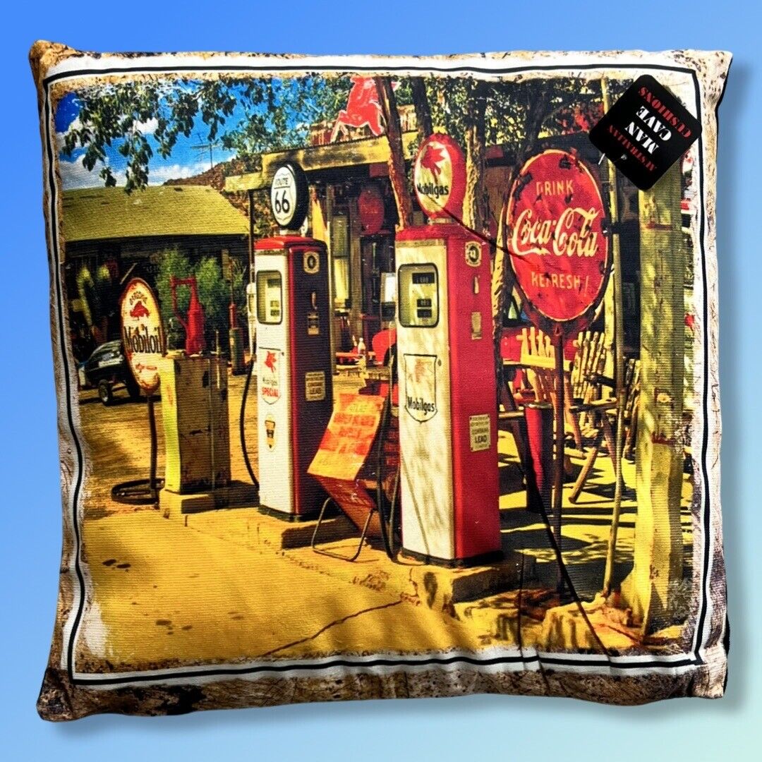 Australian Man Cave CUSHION Mancave Shed 40x40cm - Garage Coca Cola Sign