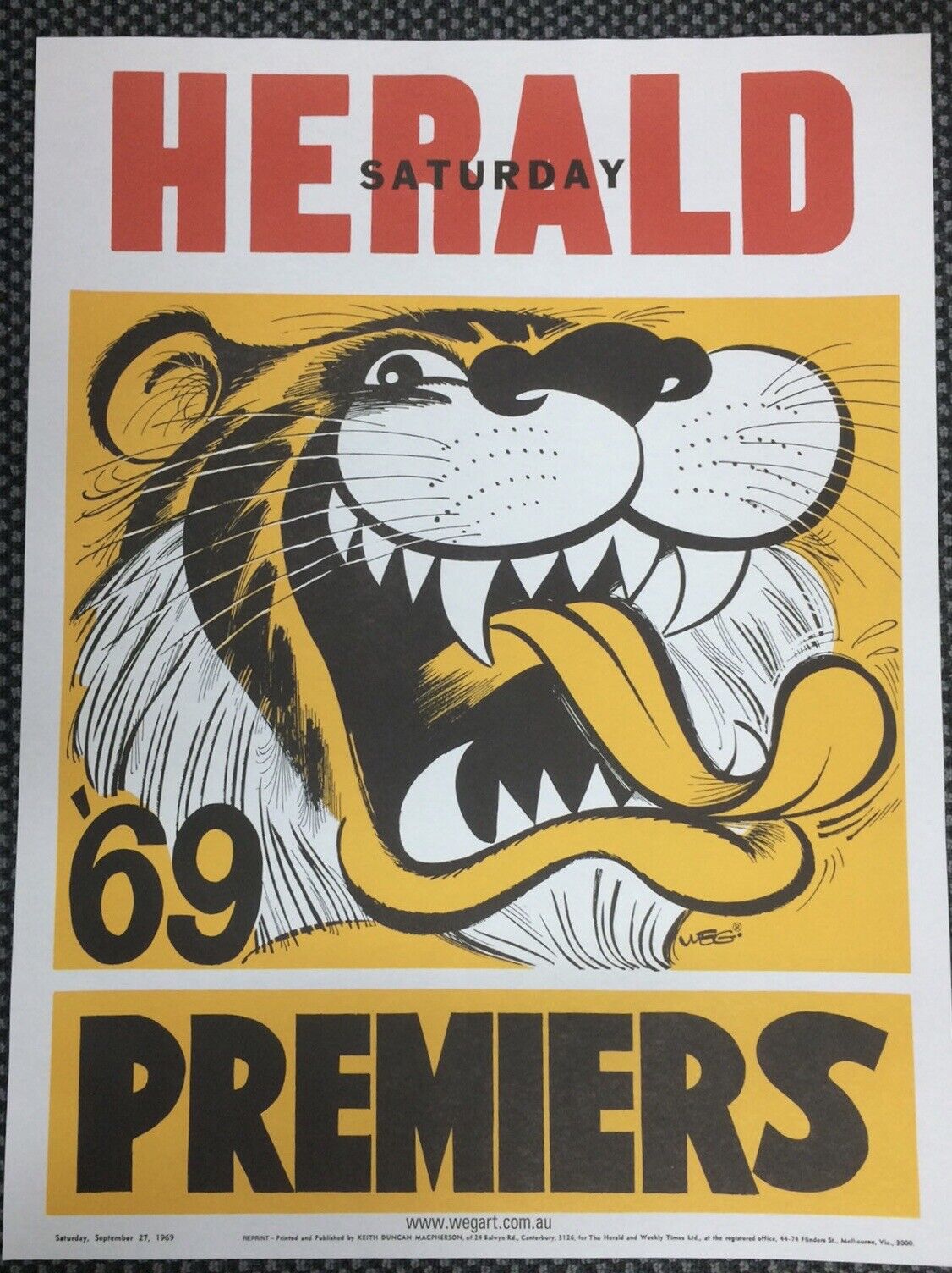 Richmond Tigers WEG Posters REPRINTS 67, 69, 73, 74 & 80