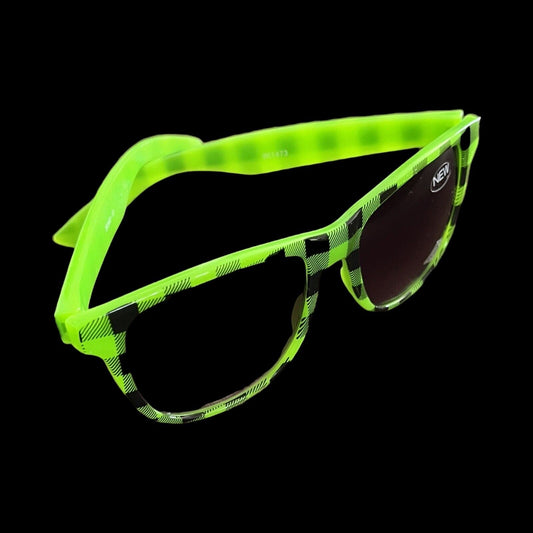 Retro Sunglasses Green & Black Check Unisex