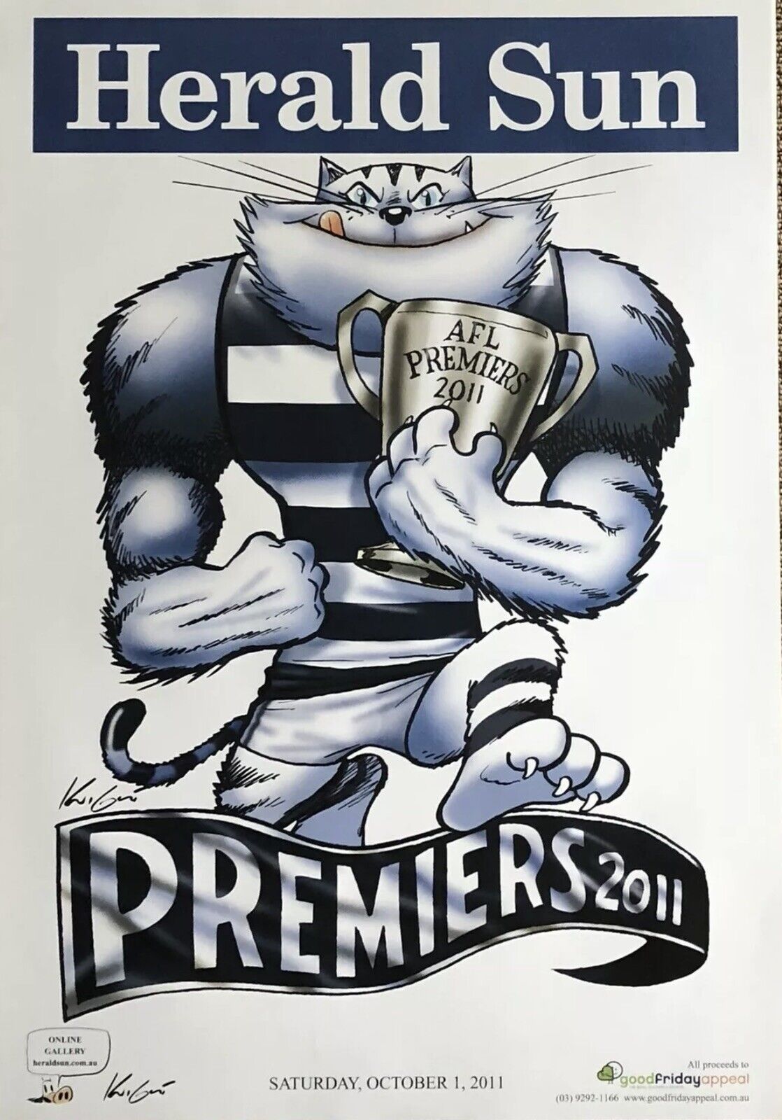 2022 AFL Premiership Poster Geelong Cats plus 2007, 2009 and 2011 WEG/Knight