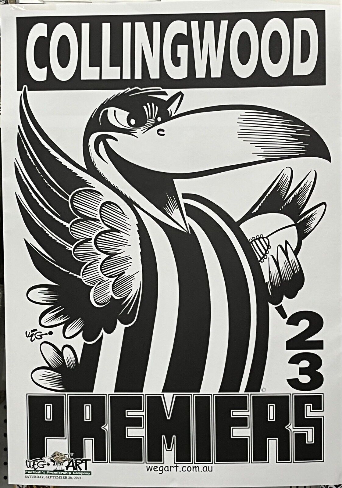 2023 WEG AFL Grand Final Premiers Poster Collingwood Magpies