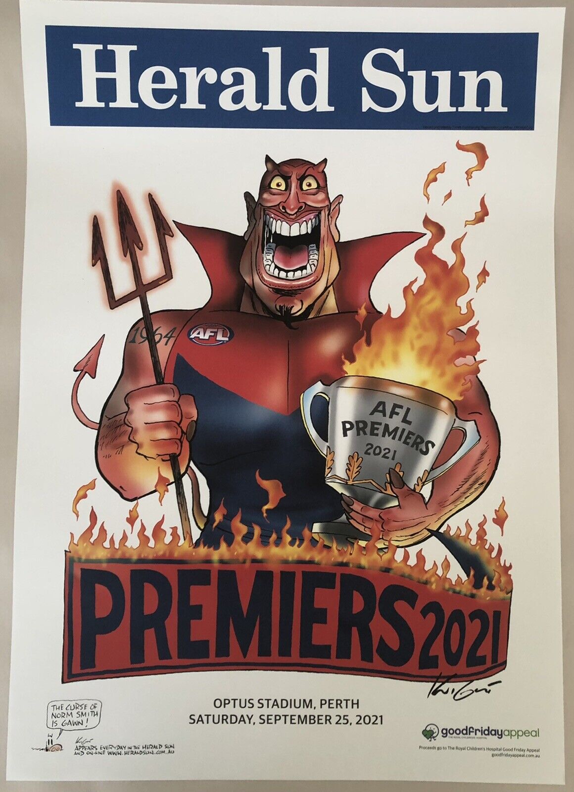 2021 MELBOURNE DEMONS AFL PREMIERSHIP POSTERS WEG, KNIGHT + SUPPORTER