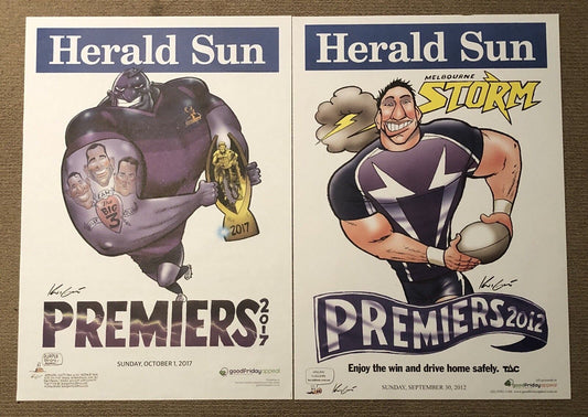 Melbourne Storm NRL Grand Final Posters 2012 & 2017