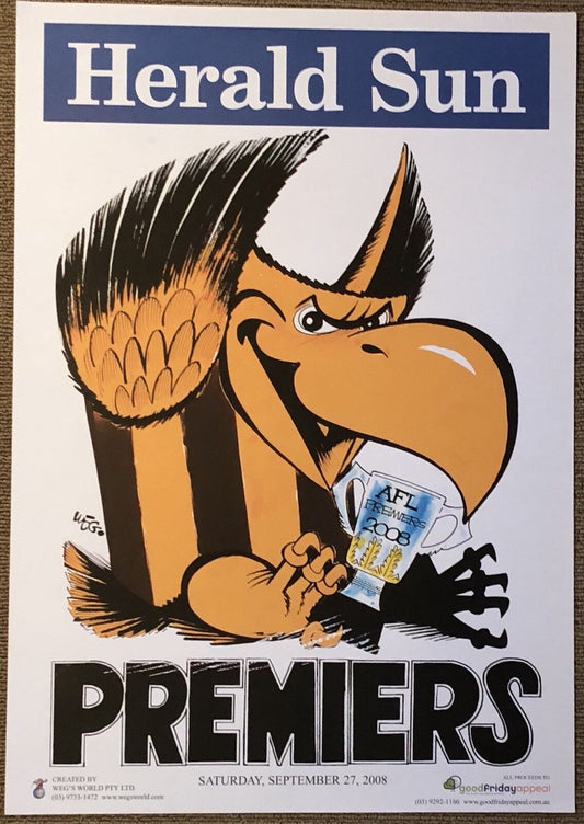 2008 Hawthorn Hawks Premiers Poster 100% Original WEG