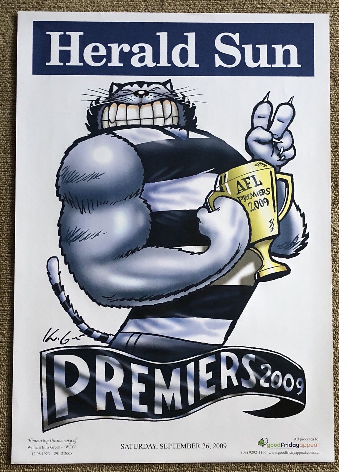 Geelong Cats WEG / Knight Premiers Poster 2007, 2009 & 2011 Plus Supporters