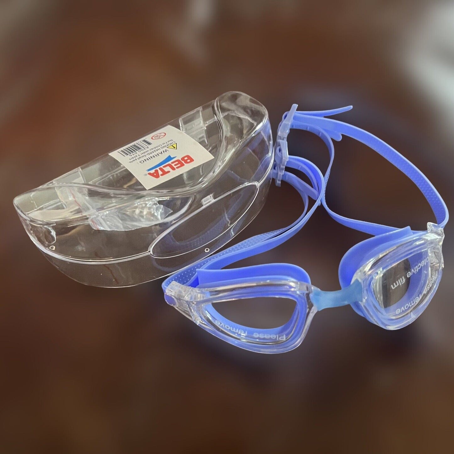 Swimming Goggles W/ Case Silicon, Anti-Fog, Anti Scratch BLUE ADULT