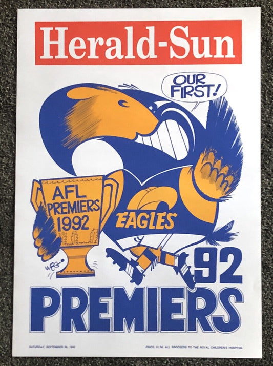 1992 West Coast Eagles Premiers Poster WEG