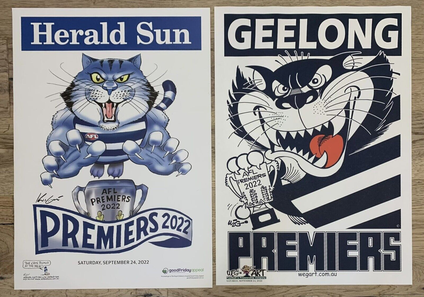 2022 Geelong Cats Wegart And Knight WEG Premiership Posters