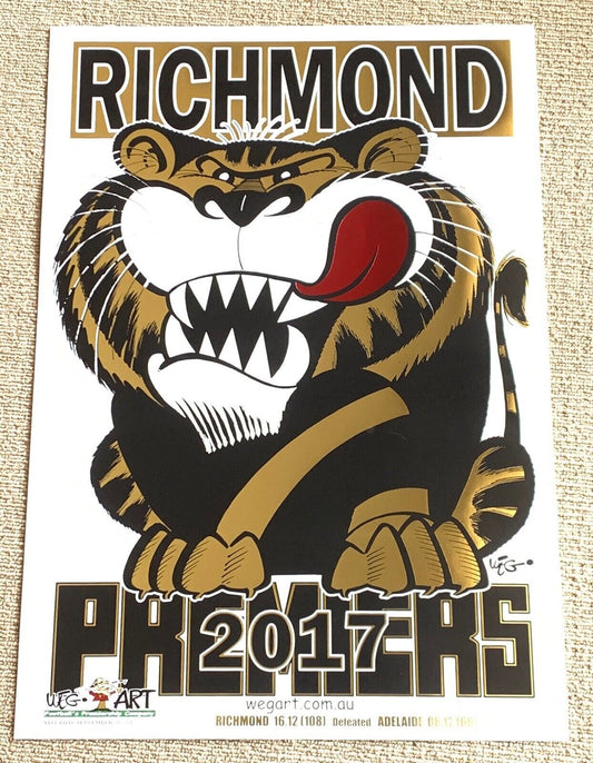 2017 Richmond Tigers WEG Wegart FOIL Premiership Poster