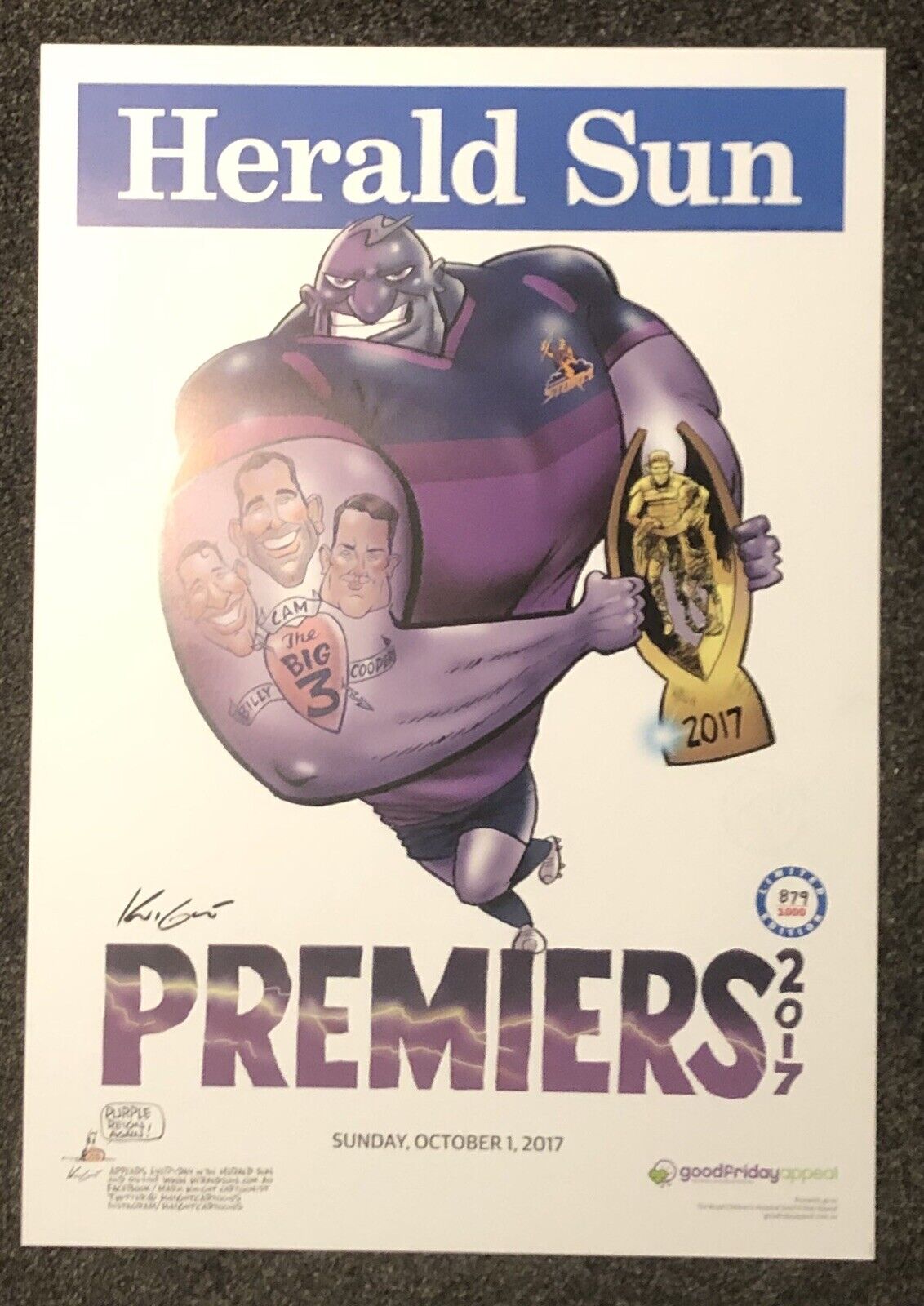 Mark Knight 2019 Melbourne Storm Premiers Limited Edition Poster #879