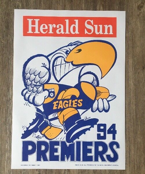 1994 West Coast Eagles WEG Premiership Poster MINT CONDITION!