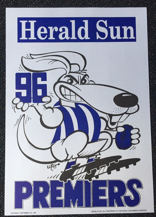 1996 North Melbourne Kangaroos WEG Premiership Poster MINT CONDITION!