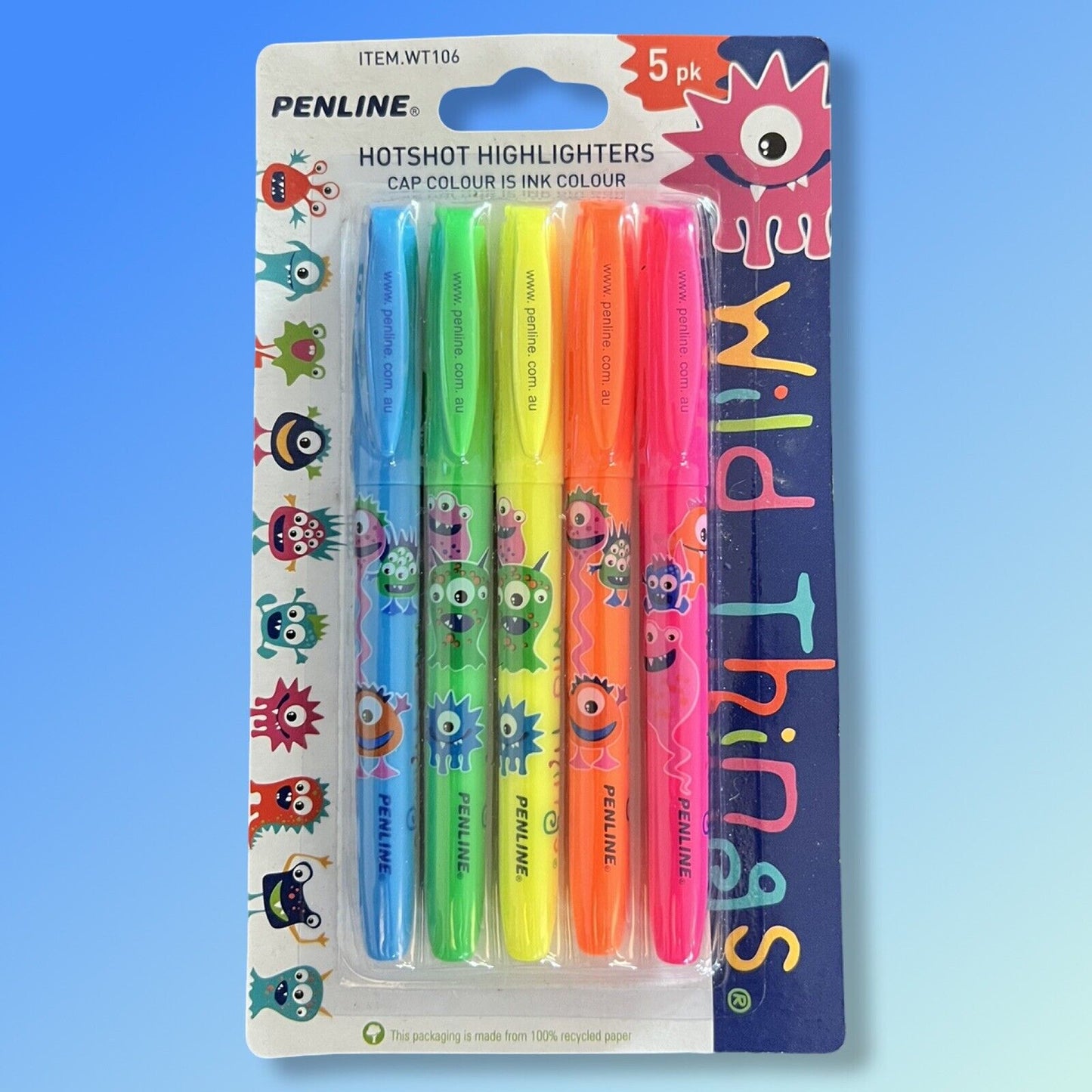 5 Pack Penline “Wild Things” Hotshot Highlighters