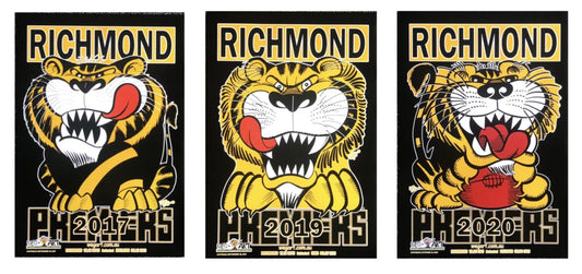 2017, 2019 & 2020 Richmond Tigers WEG Wegart Premiers Black Posters