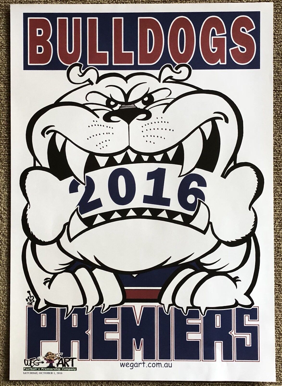 2016 Western Bulldogs Premiers Poster WEG Knight Wegart Supporter Charlie Sutton