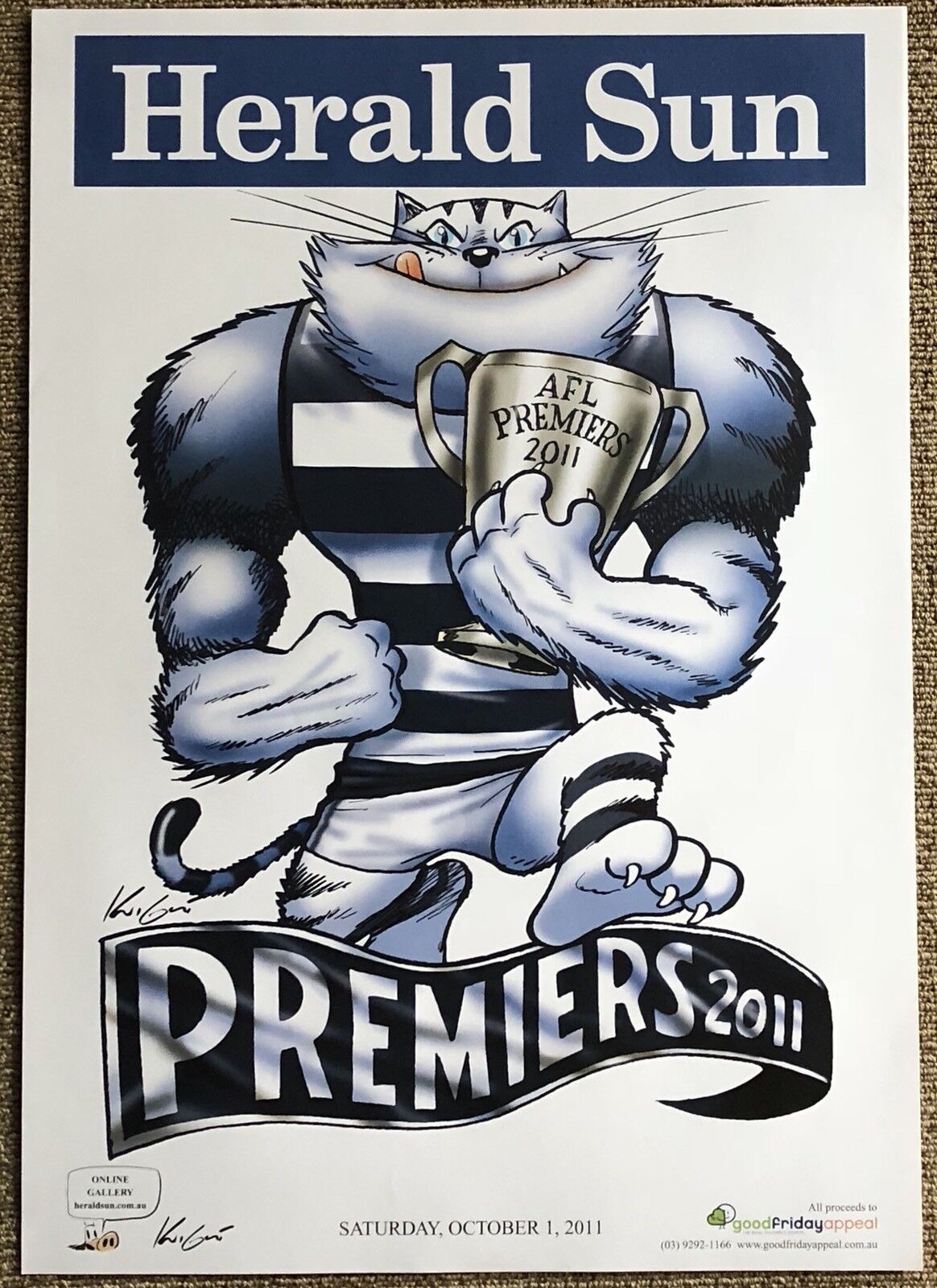 Geelong Cats WEG / Knight Premiers Poster 2007, 2009 & 2011 Plus Supporters