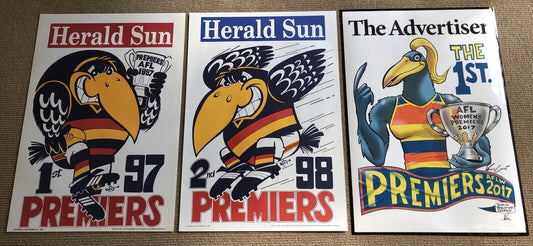 1997, 1998 Adelaide Crows Premiers Posters WEG 2017 AFLW Premiers Poster Knight