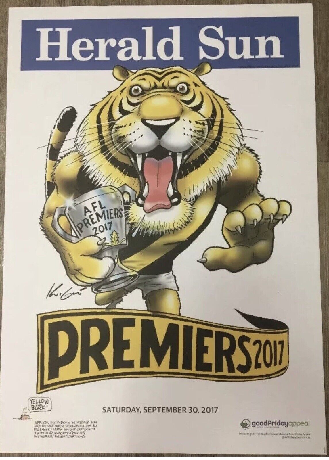 2017, 2019 & 2020 Richmond Tigers Premiers Posters WEG/Knight 100% Original