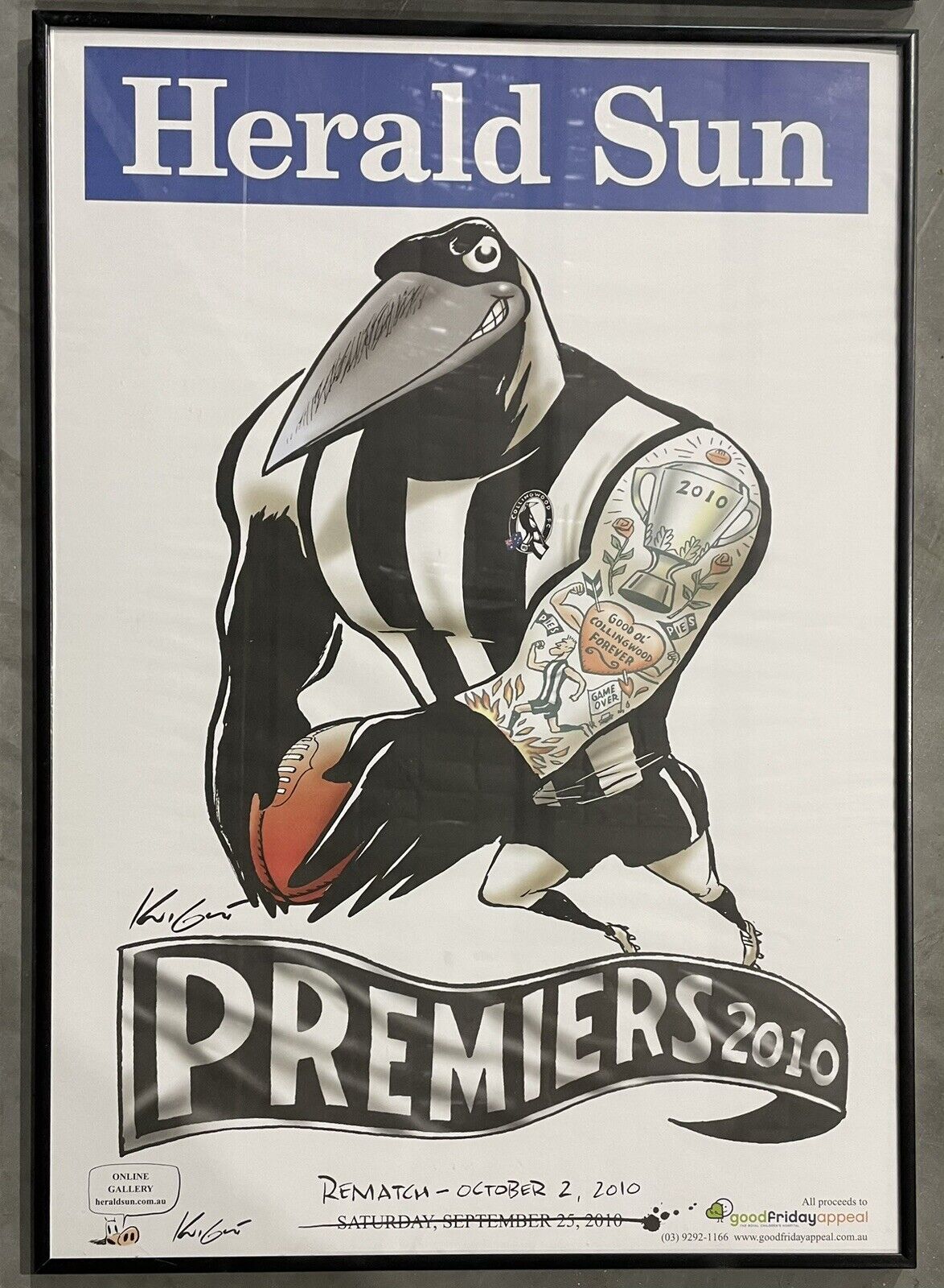 2010 Collingwood Magpies Framed Premiers Poster Knight WEG