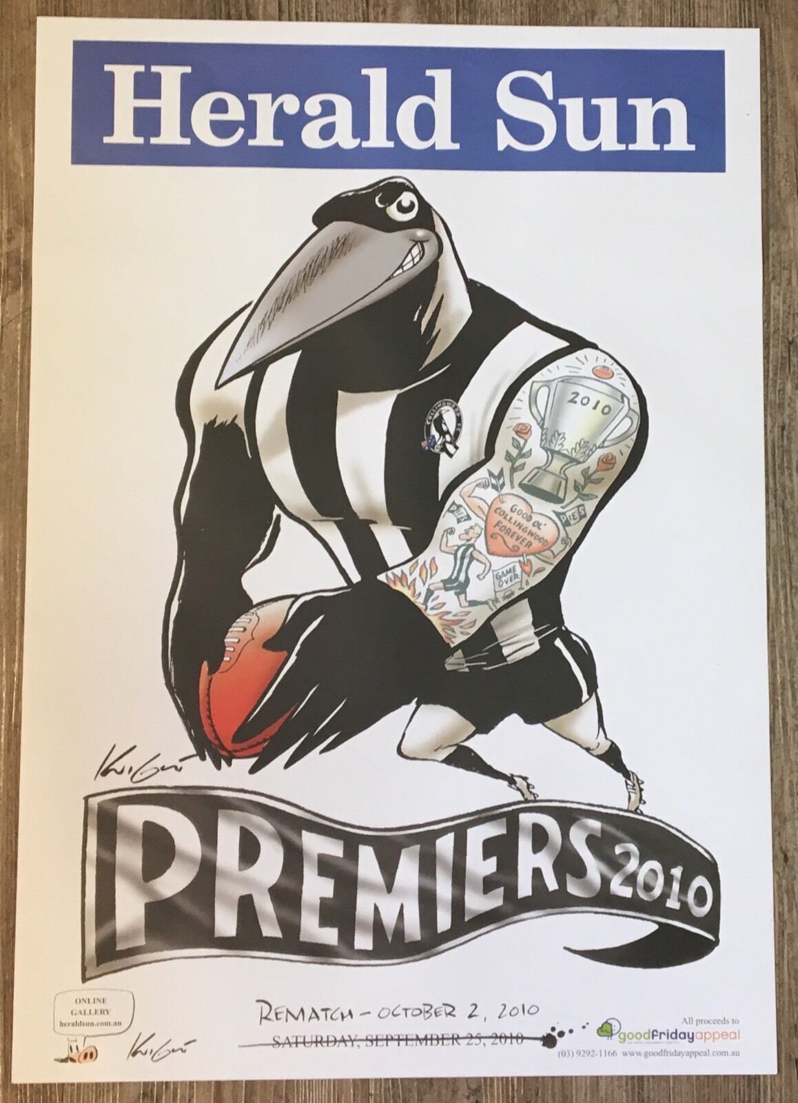 2010 Collingwood Magpies WEG Premiership Poster 100% Original