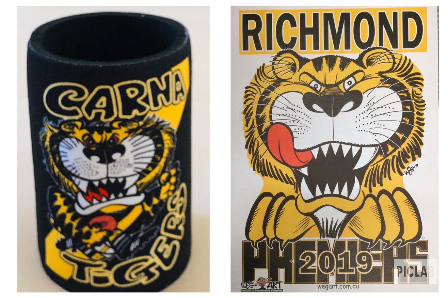 Richmond Tigers 2019 Wegart WEG Premiership Poster & Carna Tigers Stubby Holder