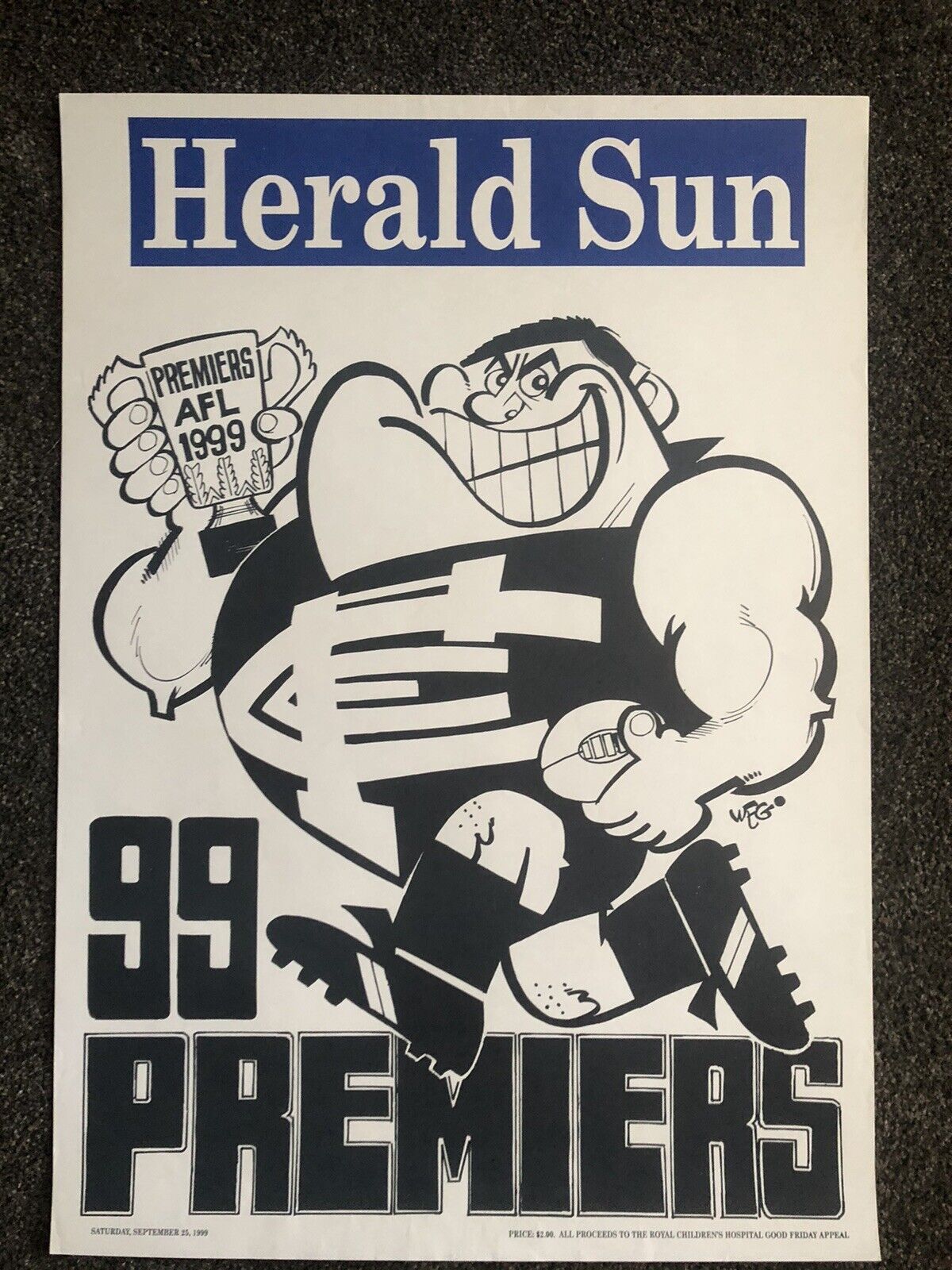 1999 Carlton Blues Losing WEG Premiership Poster Original RARE