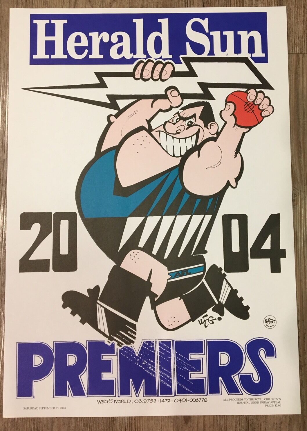 2004 Port Adelaide Power Premiers Poster Original WEG