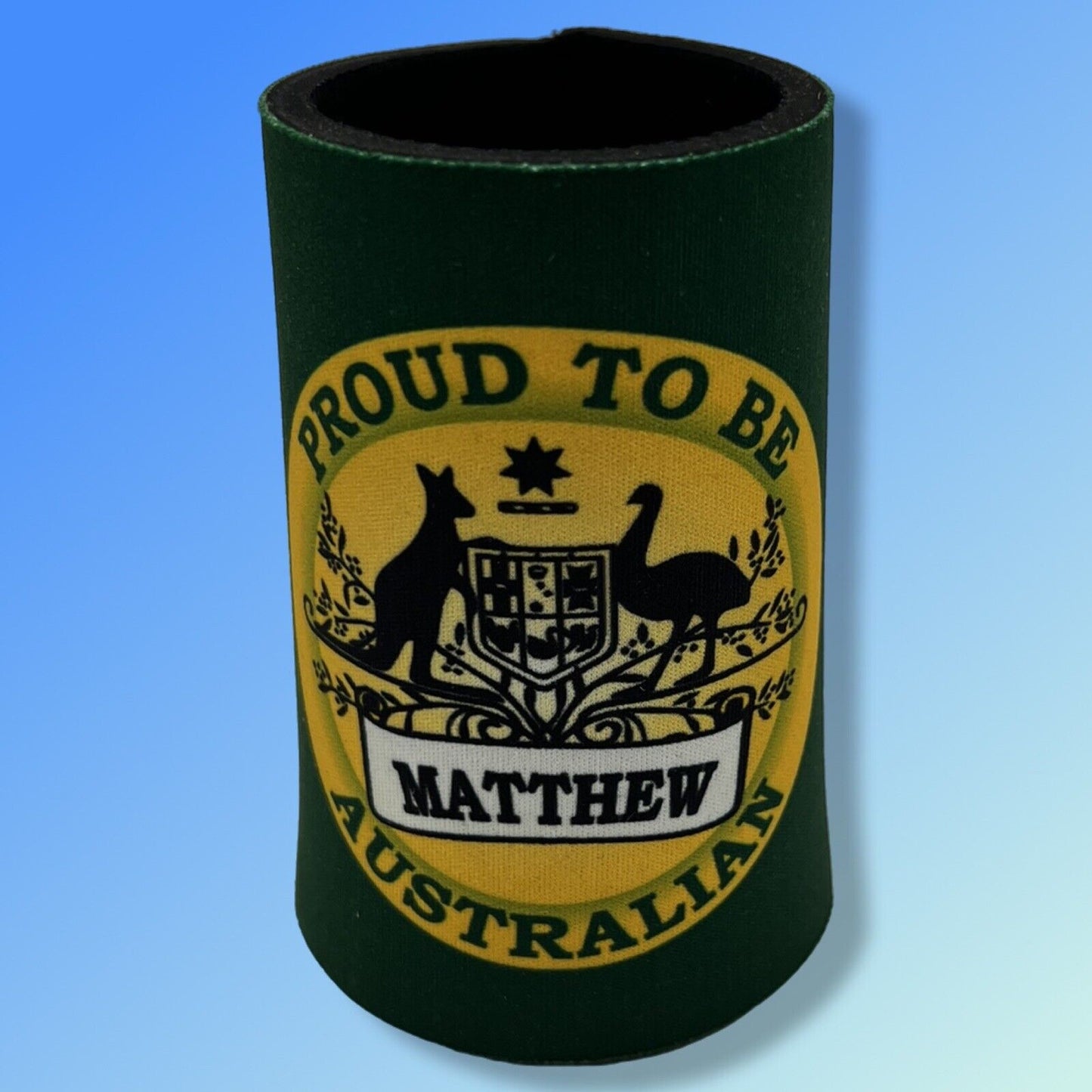 Proud Australian Matthew Stubby Holder Stubbie Beer Bottle Drink Cooler Funny