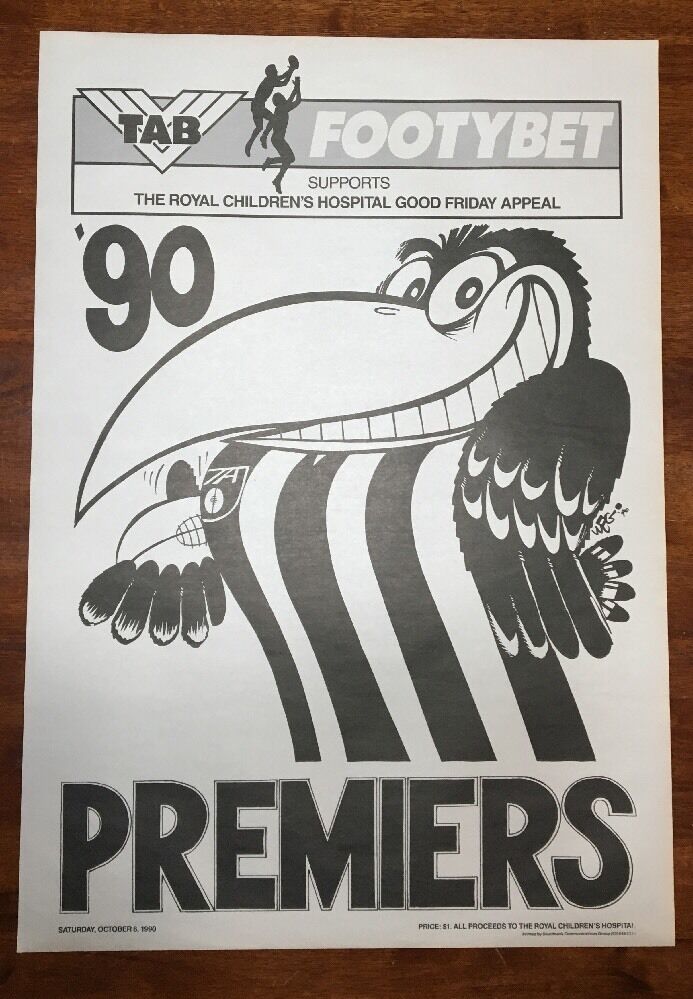 1990 Collingwood Magpies Premiers Poster Original WEG - MINT CONDITION!