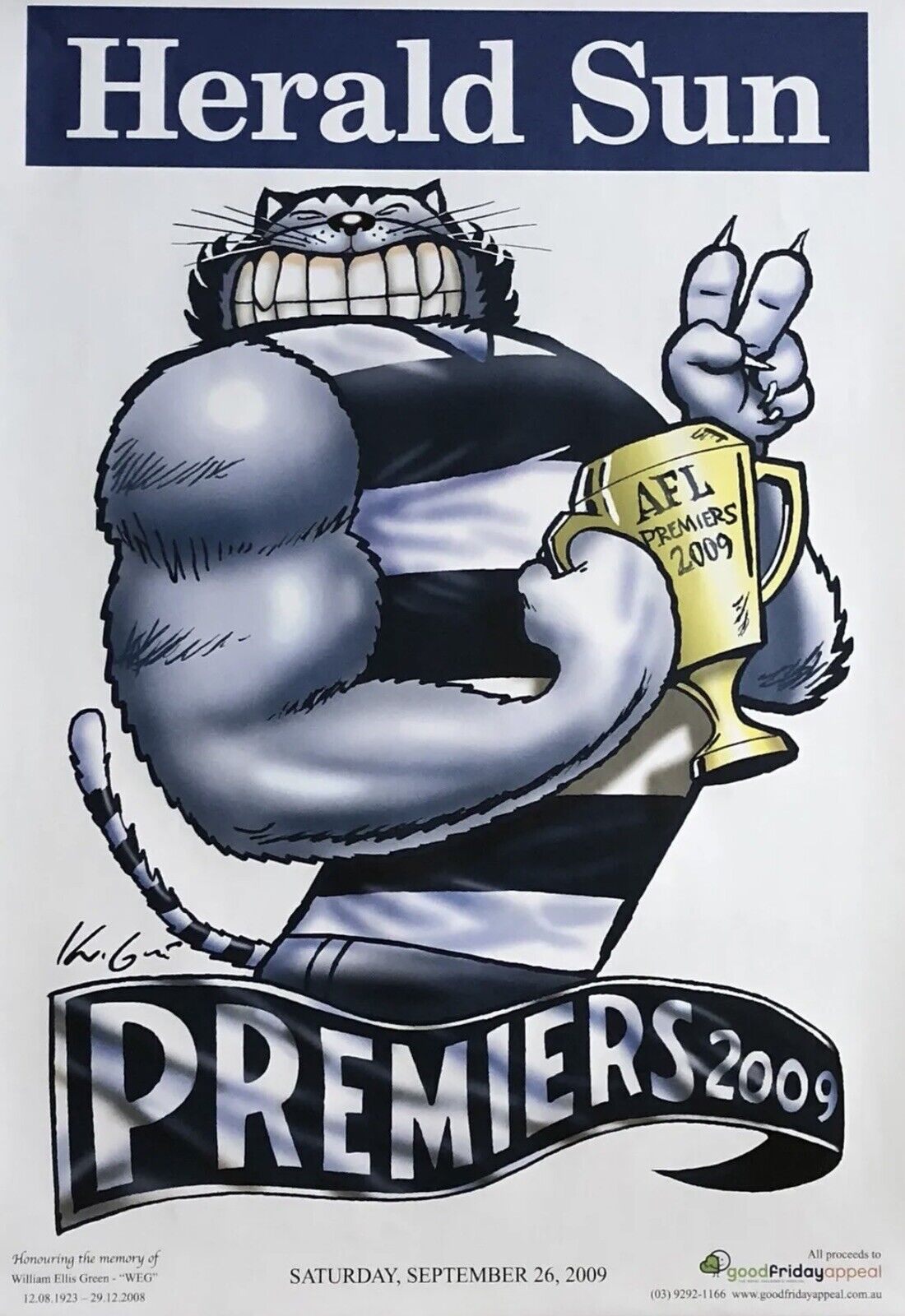 2022 AFL Premiership Poster Geelong Cats plus 2007, 2009 and 2011 WEG/Knight