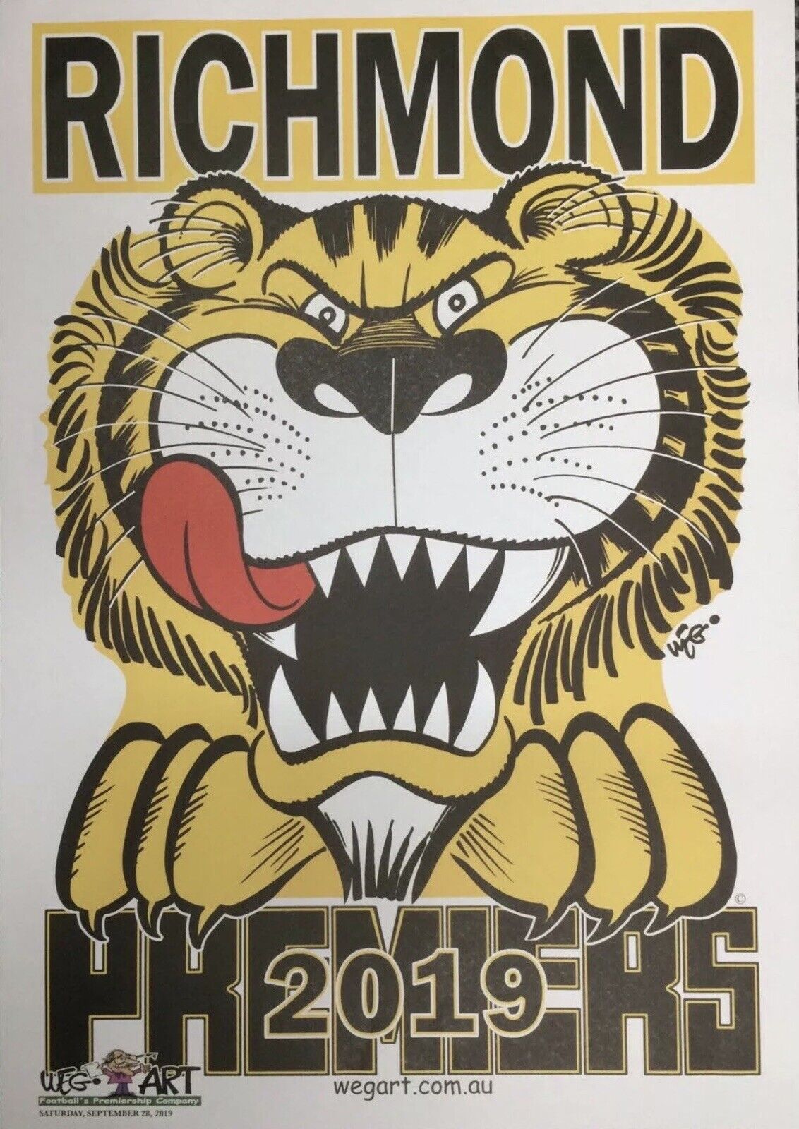 2017, 2019 & 2020 Richmond Tigers WEG Wegart Premiers Posters