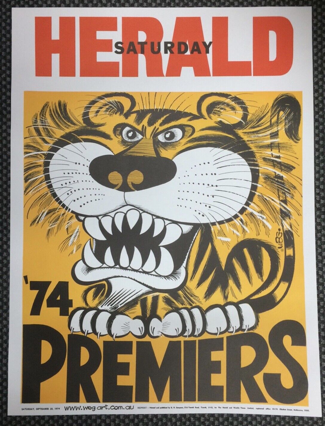 Richmond Tigers WEG Posters REPRINTS 67, 69, 73, 74 & 80