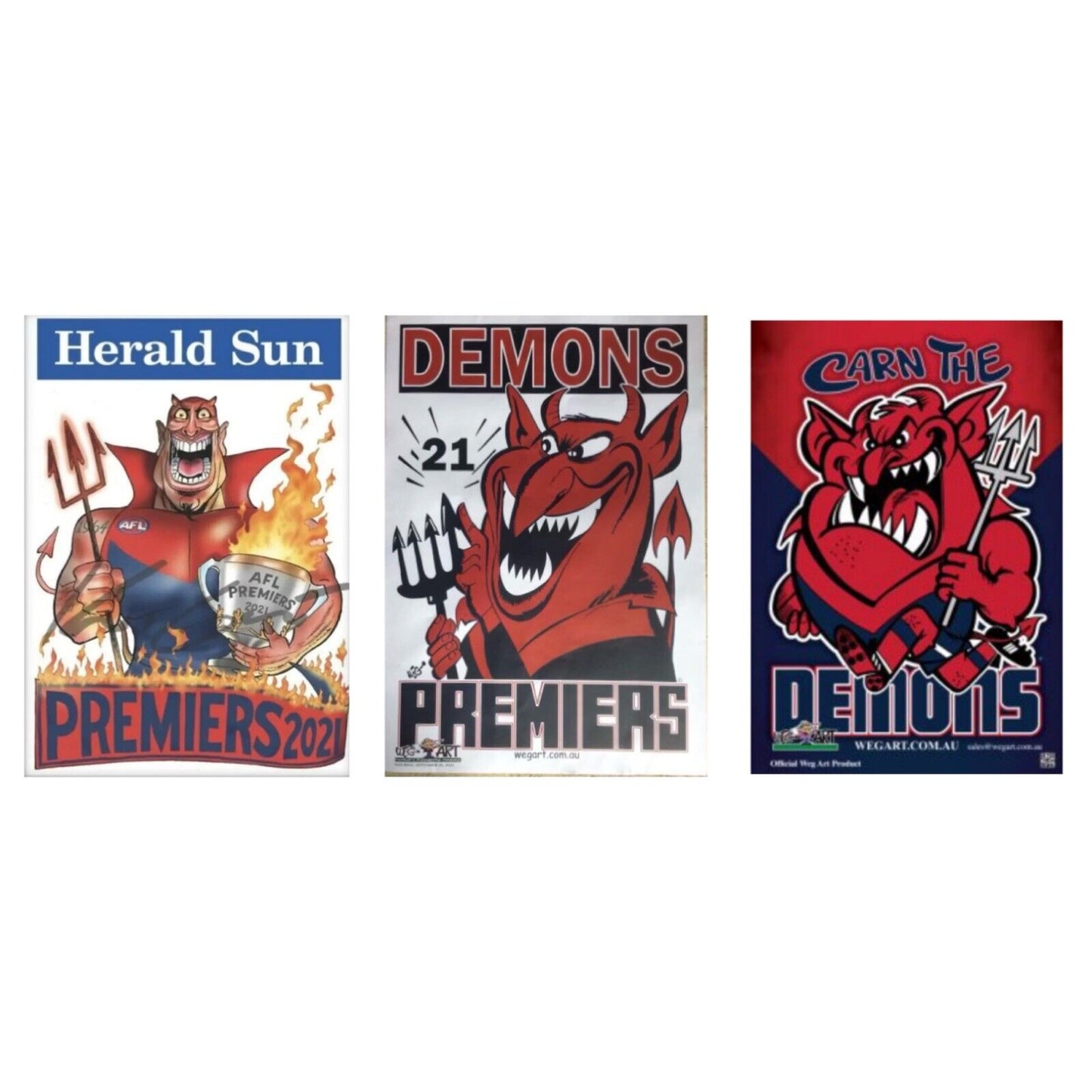 2021 MELBOURNE DEMONS AFL PREMIERSHIP POSTERS WEG, KNIGHT + SUPPORTER