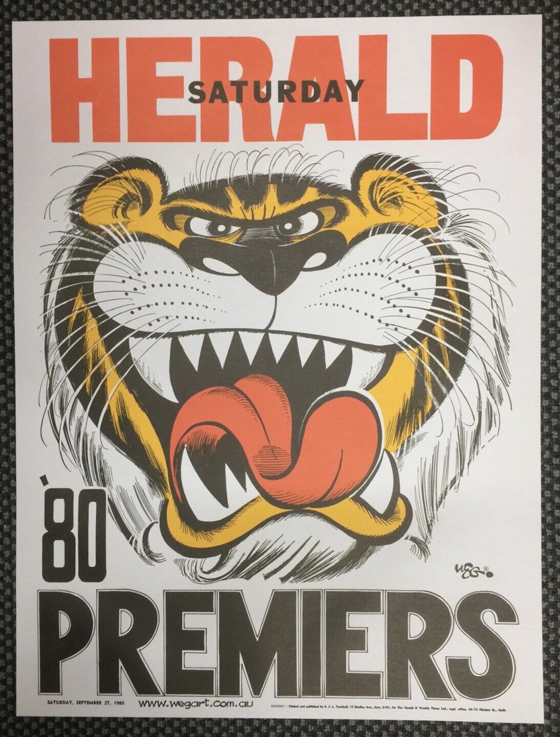 Richmond Tigers WEG Posters REPRINTS 67, 69, 73, 74 & 80