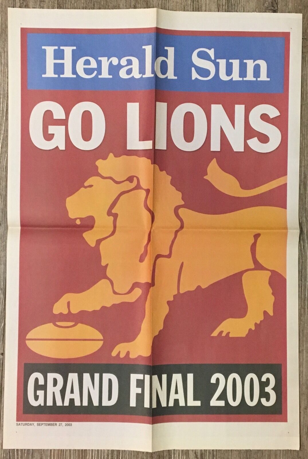 2003 Brisbane Lions WEG Premiership Poster Plus Bonus Go Lions Poster