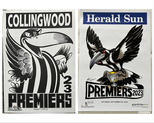 2023 AFL Premiership Posters Collingwood Magpies WEG Art and Knight Posters